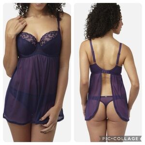 Panache Cleo Purple Babydoll Chemise
